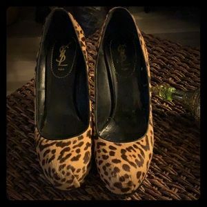 YSL leopard print shoes